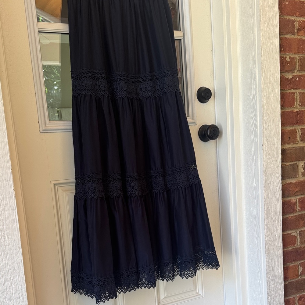 ANTONIO MELANI Mikaela Navy Lace Trim Maxi Dress - Picture 6 of 11